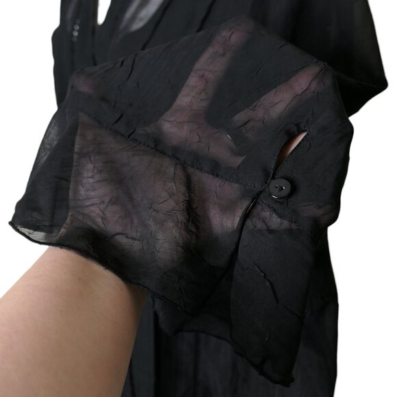 Maggie Barnes Black 3/4 Long Sleeve Button Front Twinset 3XL Ruffled Sleeve EUC - Picture 7 of 14